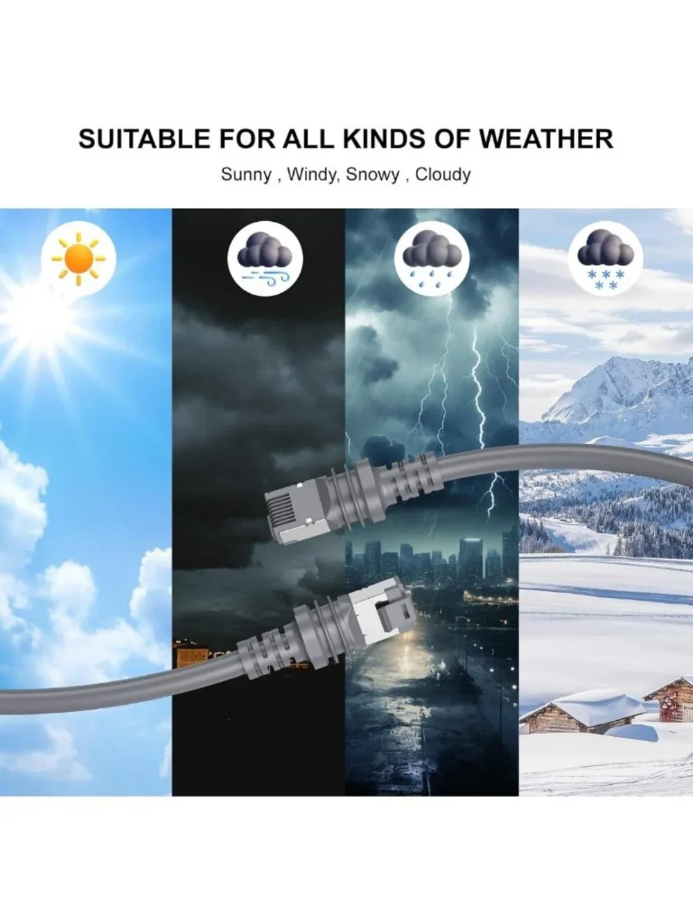 150FT Waterproof Satellite Cable Extension for Outdoor Use - Perfect for Camping